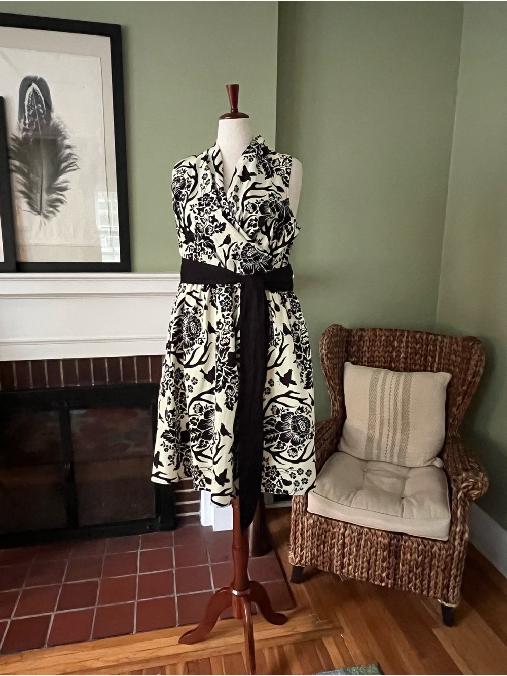 Folter Woodland Damask Dress | Stag & Bird Print | 100% Cotton | 2X - Picture 2 of 11